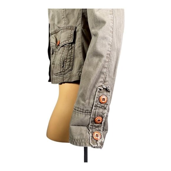 Element Military Shirt Shacket Women's XS Green Solid Long Pockets Twill Safari - Picture 9 of 10